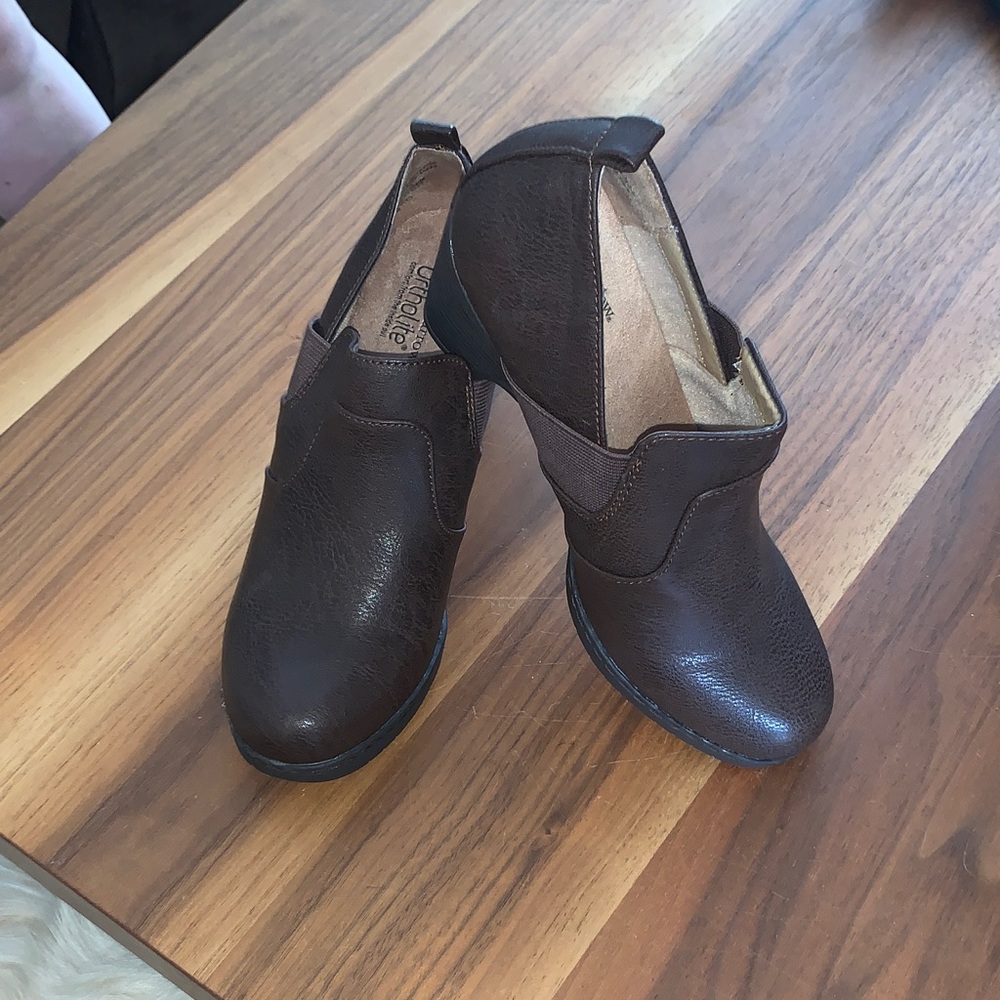 croft & barrow Dark Brown Leather Heeled Ankle Booties